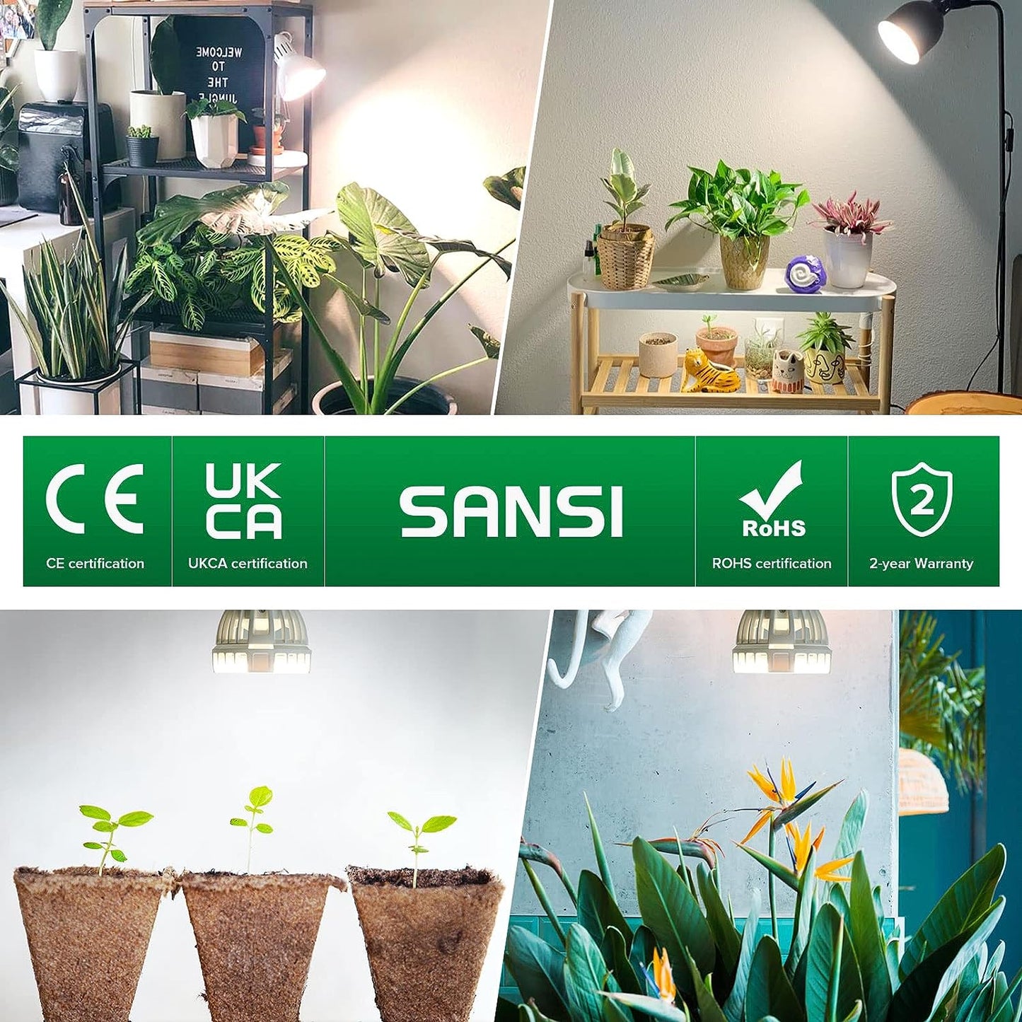 Sansi LED Grow Light Bulb - Full Spectrum 15 Watt
